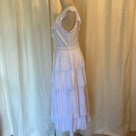 Banana Republic Laser Cut Ruffle Tier Midi Dress - Picture 7 of 11